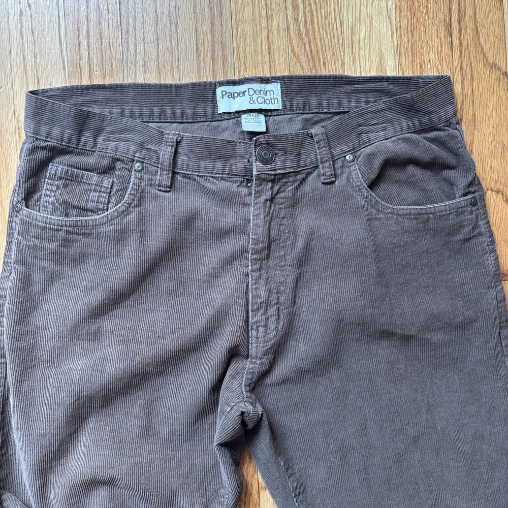 Paper Denim & Cloth Corduroy Pants Men's Brown Classic Straight Leg - 34X30 - Picture 3 of 12